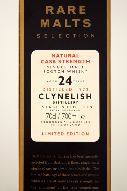 Clynelish 1972 box rear image