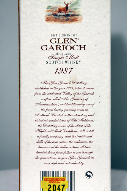 Glen Garioch 1987 box rear detailed image