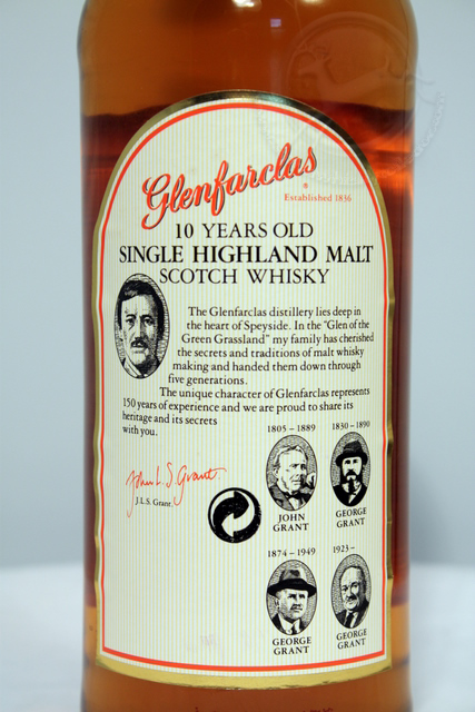 Glenfarclas rear detailed image of bottle