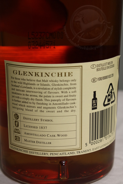 Glenkinchie 1991 rear detailed image of bottle