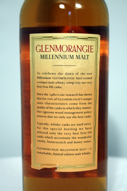 Glenmorangie Millennium rear detailed image of bottle