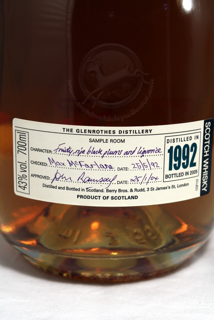 Glenrothes 1992 front detailed image of bottle