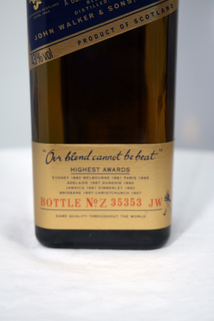 Blue Label front detailed image of bottle