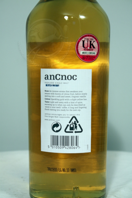An Cnoc rear detailed image of bottle