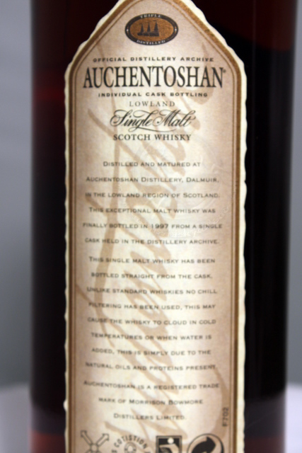 Auchentoshan 1966 rear detailed image of bottle
