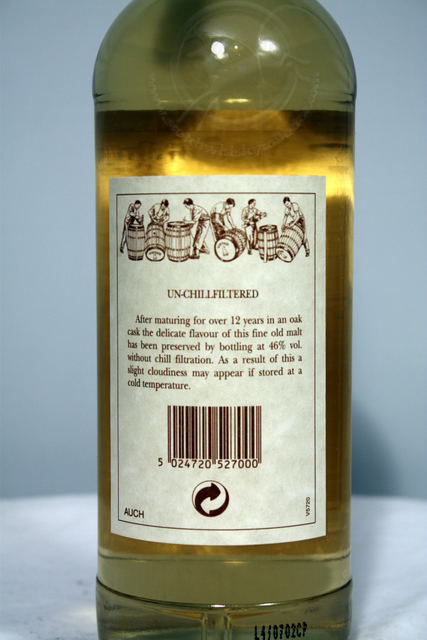 Auchentoshan 1991 rear detailed image of bottle