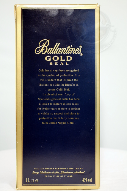 Ballantines Gold Seal box rear image