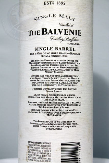 Balvenie 1979 box rear detailed image