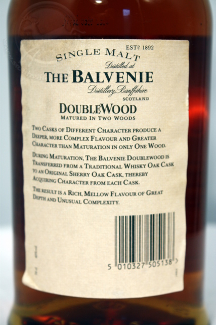 Balvenie Double Wood rear detailed image of bottle