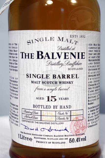 Balvenie Single Barrel front detailed image of bottle