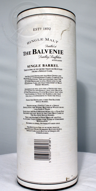 Balvenie Single Barrel box rear image