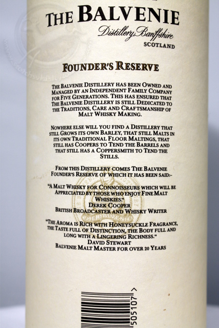 Balvenie Founders Reserve box rear detailed image