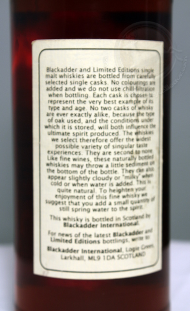 Ben Nevis 1984  rear detailed image of bottle
