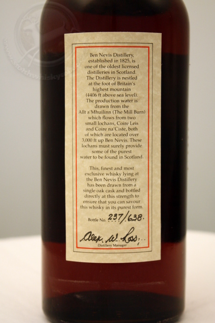 Ben Nevis 1984 rear detailed image of bottle