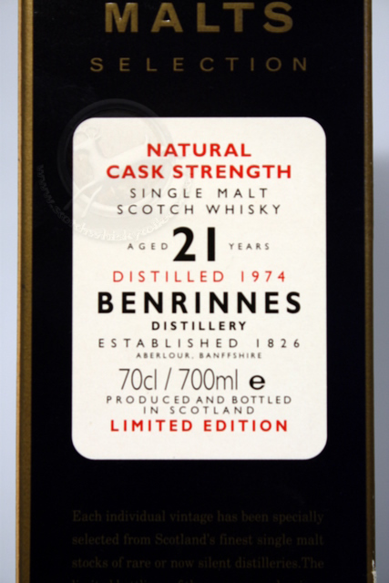 Benrinnes 1974 box front detailed image