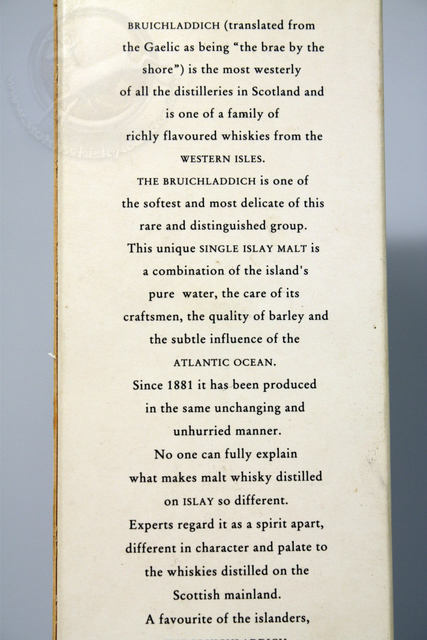 Bruichladdich box rear detailed image