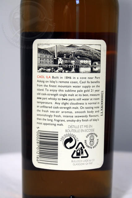 Caol Ila 1975 rear detailed image of bottle