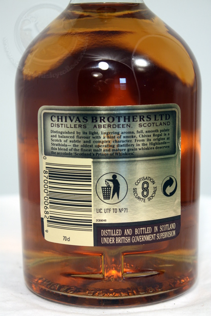 Chivas Regal rear detailed image of bottle