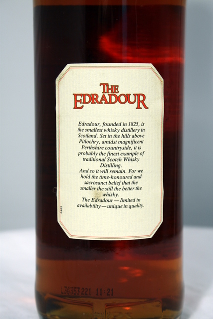 Edradour rear detailed image of bottle