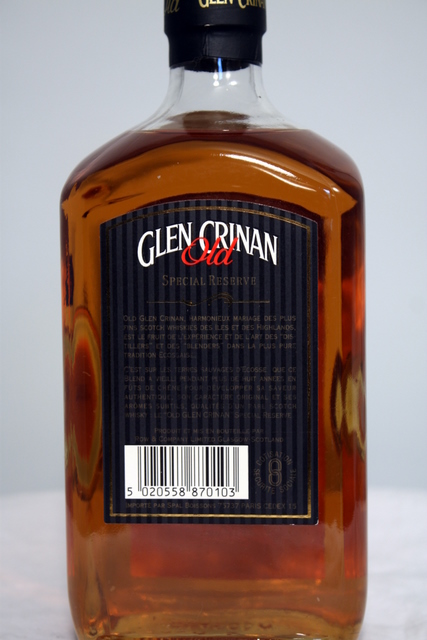 Glen Crinan Special Reserve rear detailed image of bottle
