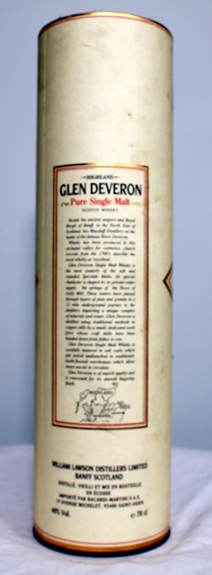 Glen Deveron 1987 box rear image