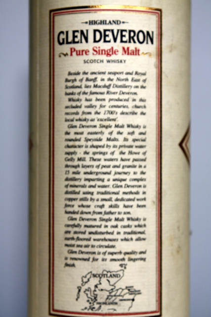 Glen Deveron 1987 box rear detailed image