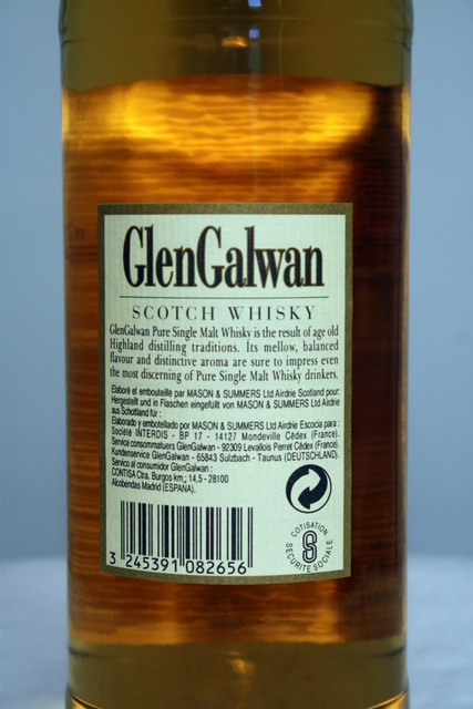 Glen Galwan rear detailed image of bottle