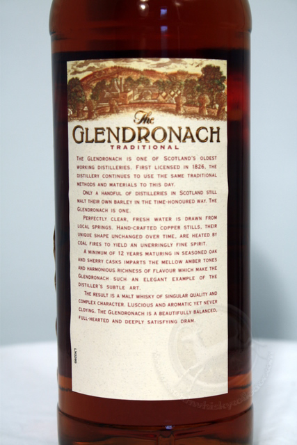 Glendronach rear detailed image of bottle