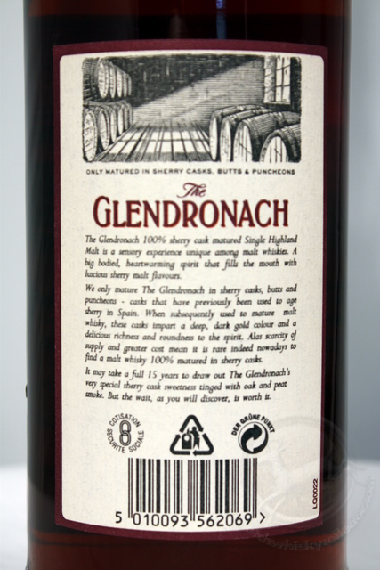 Glendronach rear detailed image of bottle