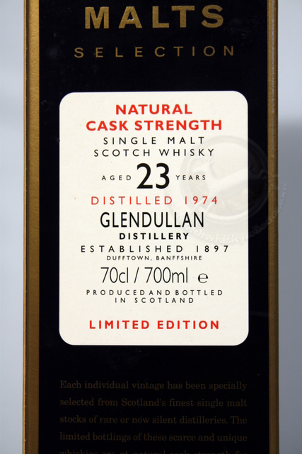 Glendullan 1974 box front detailed image