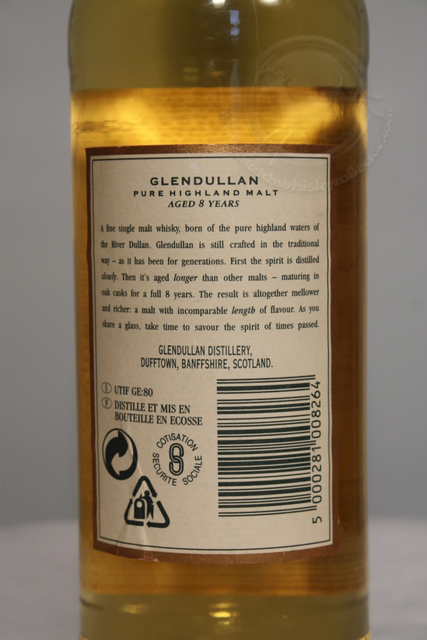 Glendullan rear detailed image of bottle