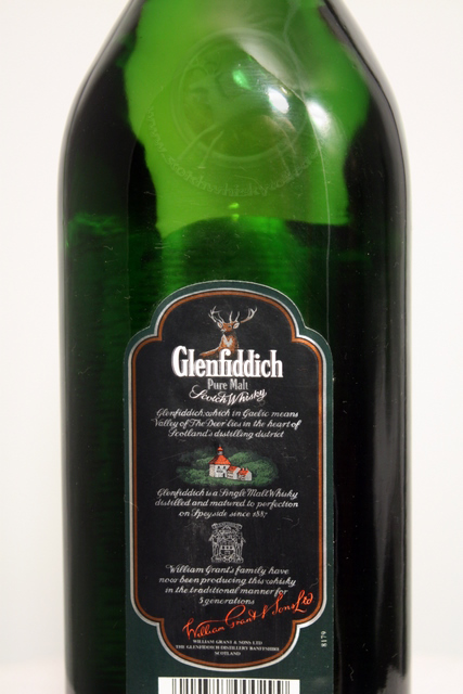 Glenfiddich Special Old Reserve rear detailed image of bottle