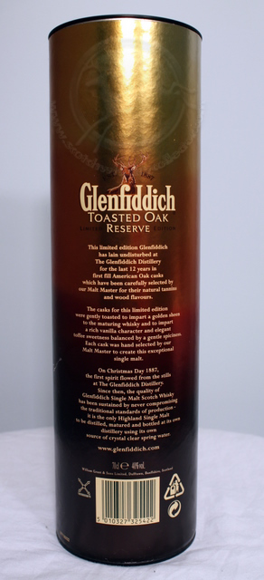 Glenfiddich Toasted Oak Reserve box rear image