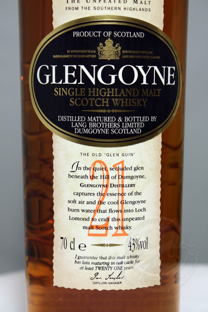 Glengoyne 21 front detailed image of bottle