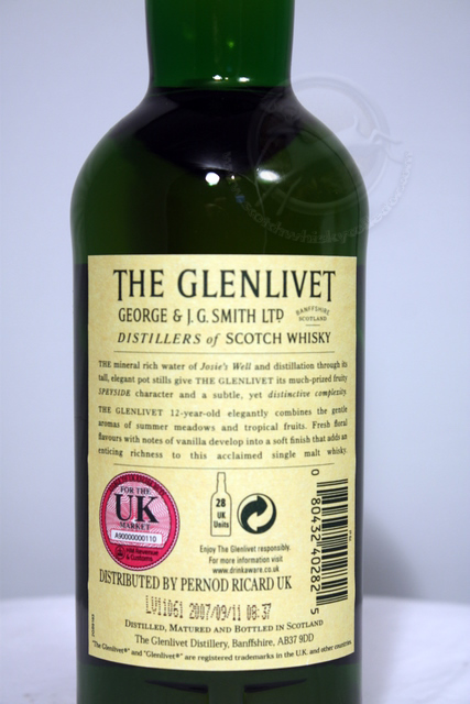 The Glenlivet rear detailed image of bottle