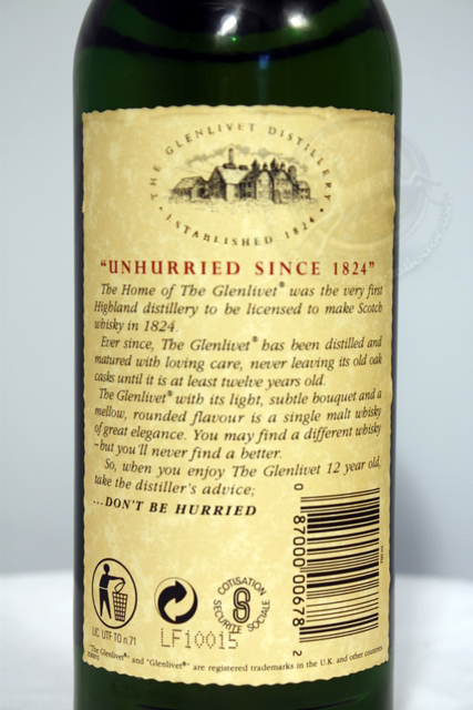Glenlivet : The limited edition rear detailed image of bottle