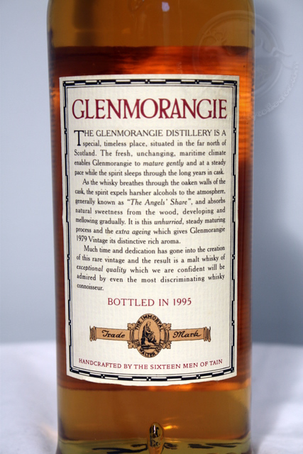 Glenmorangie 1979 rear detailed image of bottle