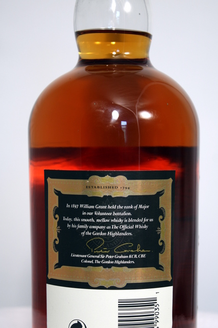 The Gordon Highlanders rear detailed image of bottle