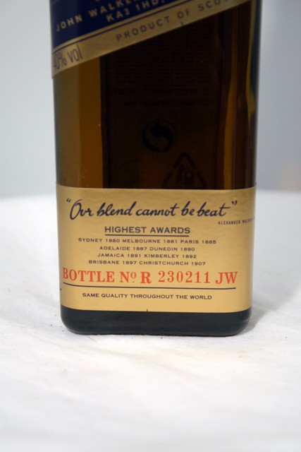 Blue Label front detailed image of bottle