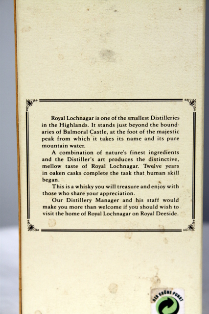 Royal Lochnagar box rear detailed image
