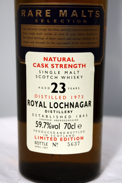 Royal Lochnagar 1973 front detailed image of bottle