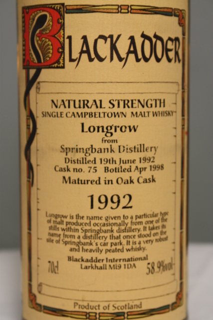 Longrow 1992 front detailed image of bottle