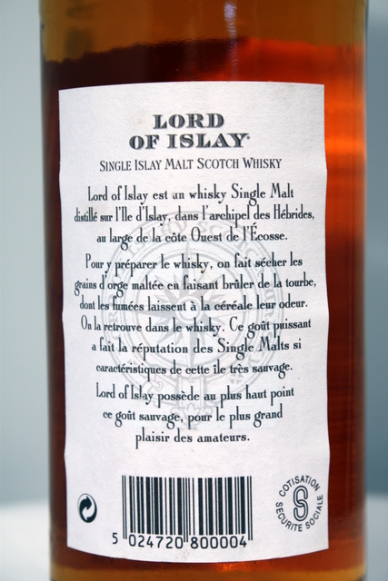 Lord Of Islay rear detailed image of bottle