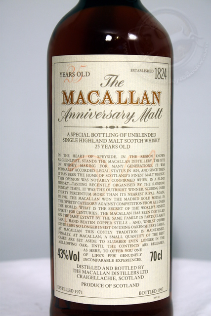Macallan 1971 front detailed image of bottle