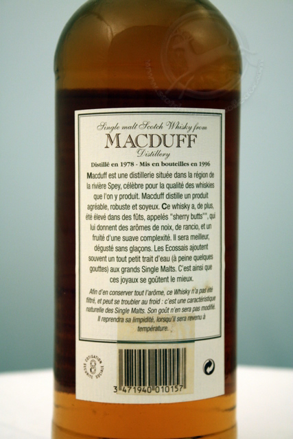 Macduff 1978 rear detailed image of bottle