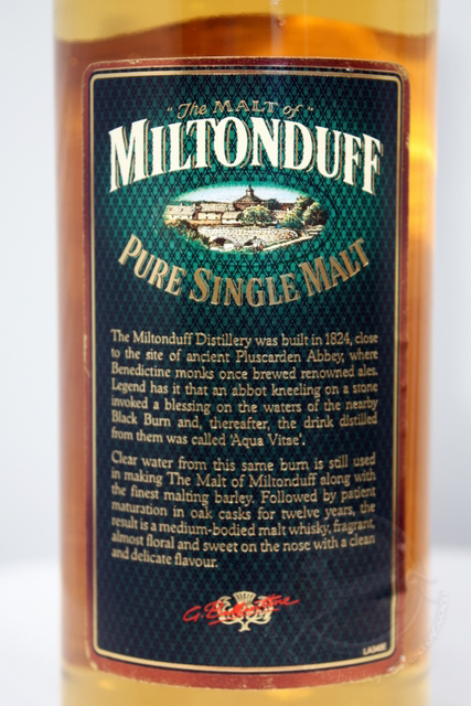 Miltonduff rear detailed image of bottle