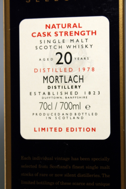 Mortlach 1978 box front detailed image