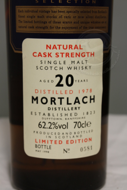 Mortlach 1978 front detailed image of bottle