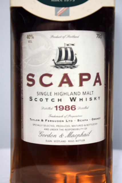Scapa 1986 front detailed image of bottle