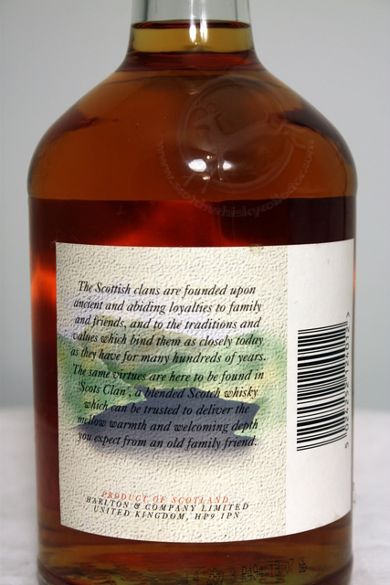Scots Clan rear detailed image of bottle